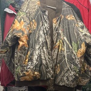 Men's American  Tradition Camo Bomber Jacket - Leaf & Bark Print. Reversible
